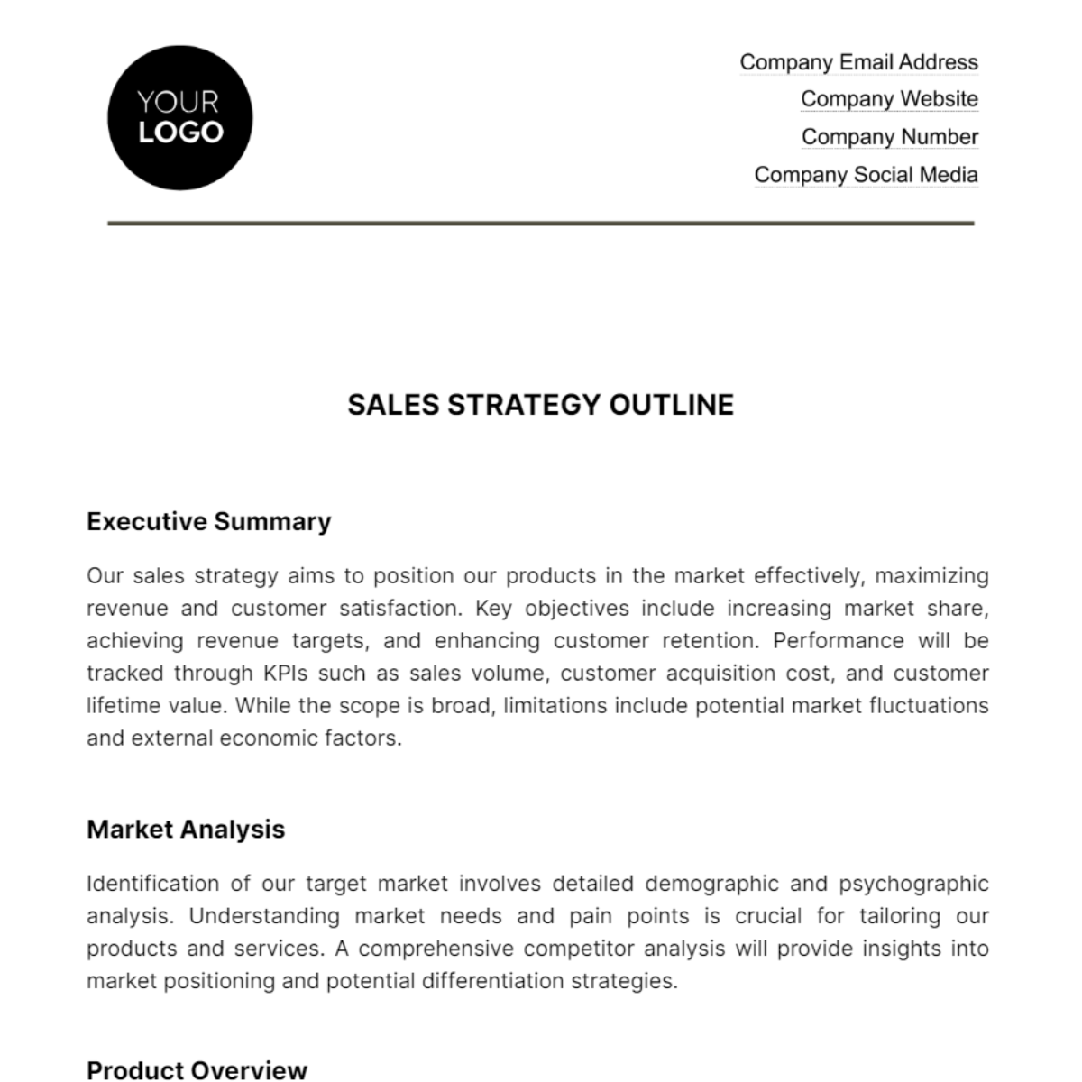 Sales Strategy Outline Template - Edit Online & Download