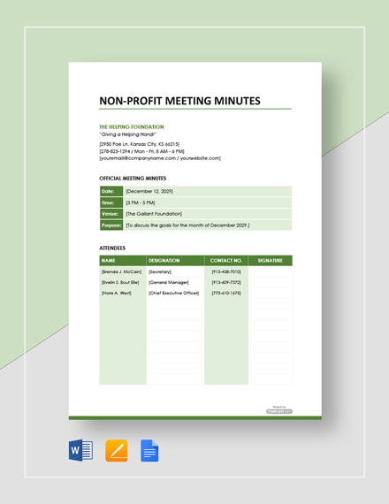 FREE Simple Meeting Minutes Template PDF Word (DOC) Apple (MAC
