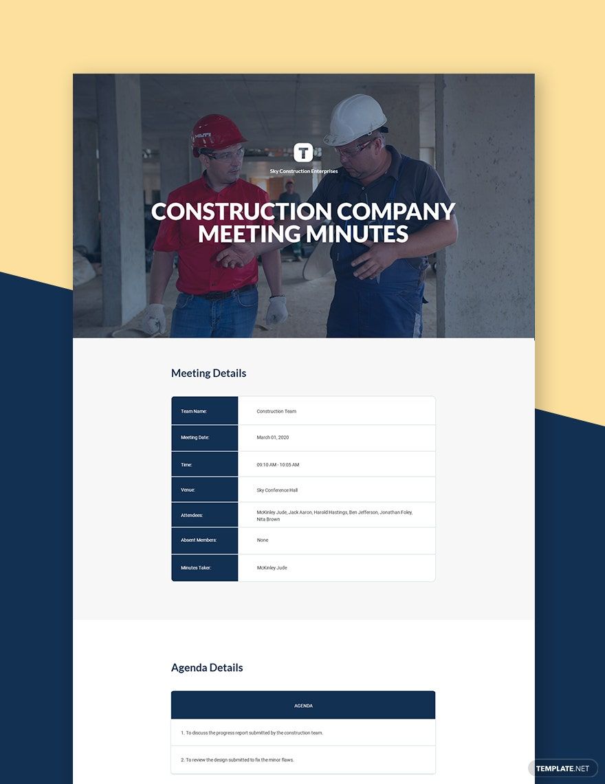 Construction Company Meeting Minutes Template
