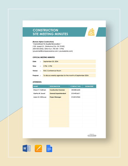 FREE Project Meeting Minutes Template | Template.net