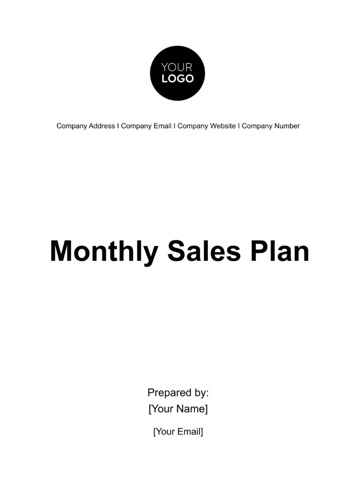 Monthly Sales Plan Template