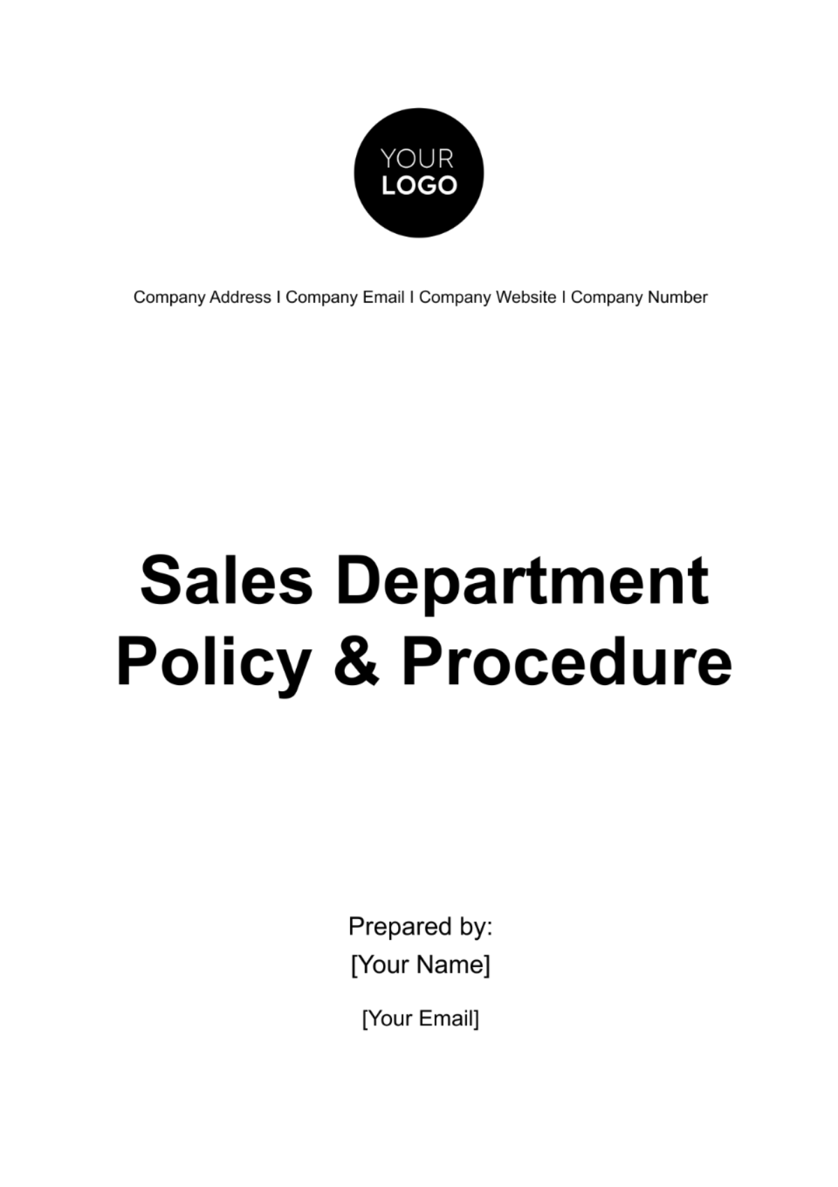 Sales Department Policy & Procedure Template