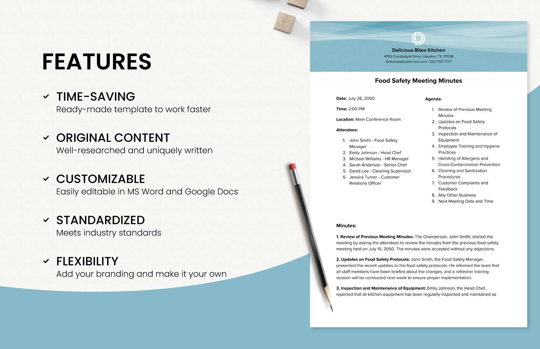 Food Safety Meeting Minutes Template