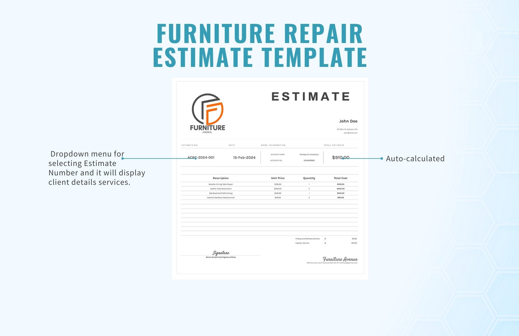 Furniture Repair Estimate Template