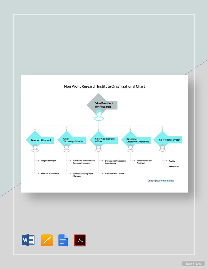 Non Profit Research Institute Organizational Chart Template
