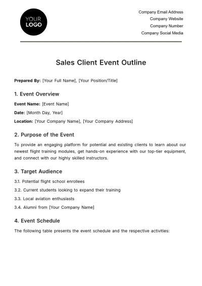 Free Sales Client Event Outline Template to Edit Online