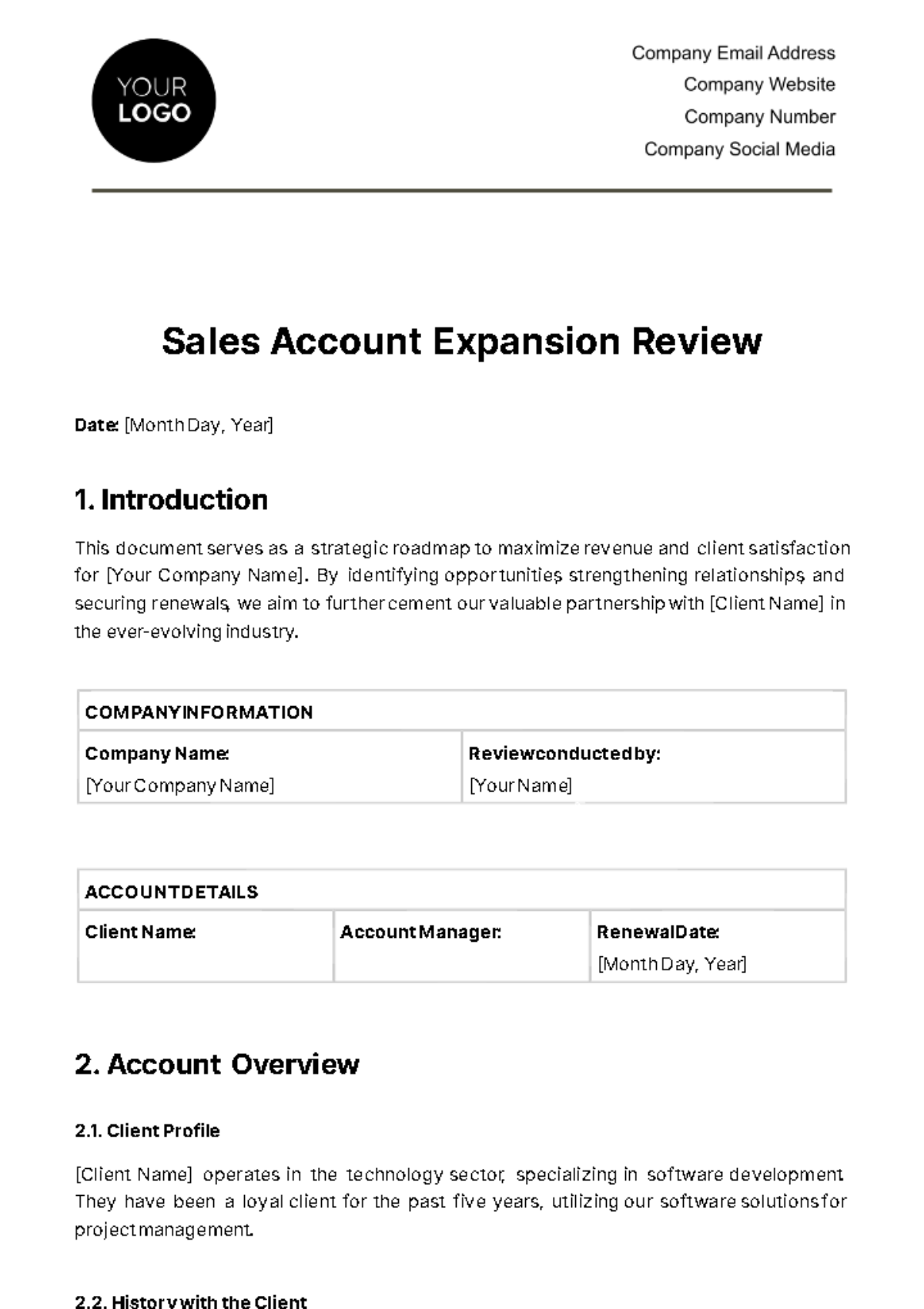 Sales Account Expansion Review Template