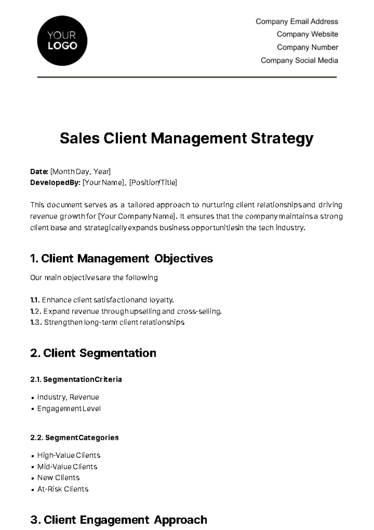Sales Client Management Strategy Template