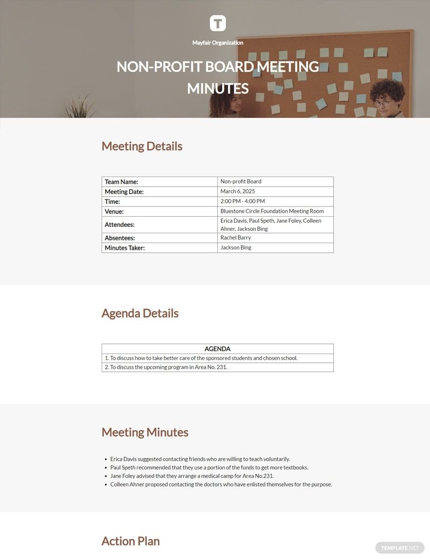 Nonprofit Board Meeting Minutes Template