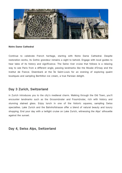 Free 7 Day Europe Trip Itinerary Template to Edit Online