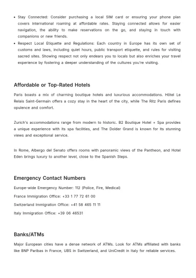 Free 7 Day Europe Trip Itinerary Template to Edit Online