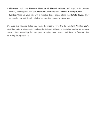 Free Houston Itinerary Template to Edit Online