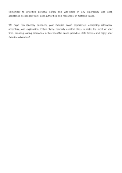 Free Catalina Island Itinerary Template to Edit Online
