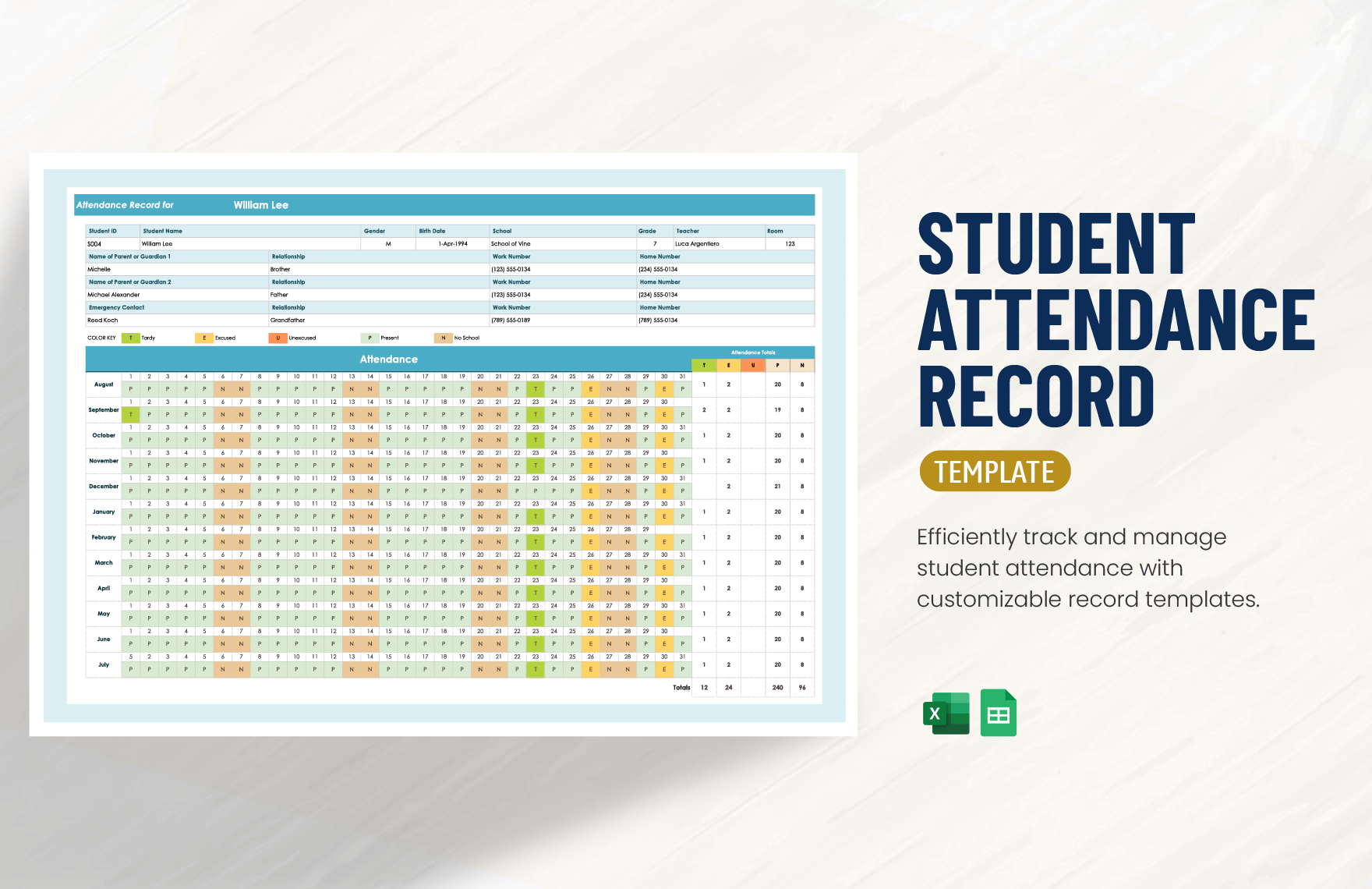 Student Attendance Record Template