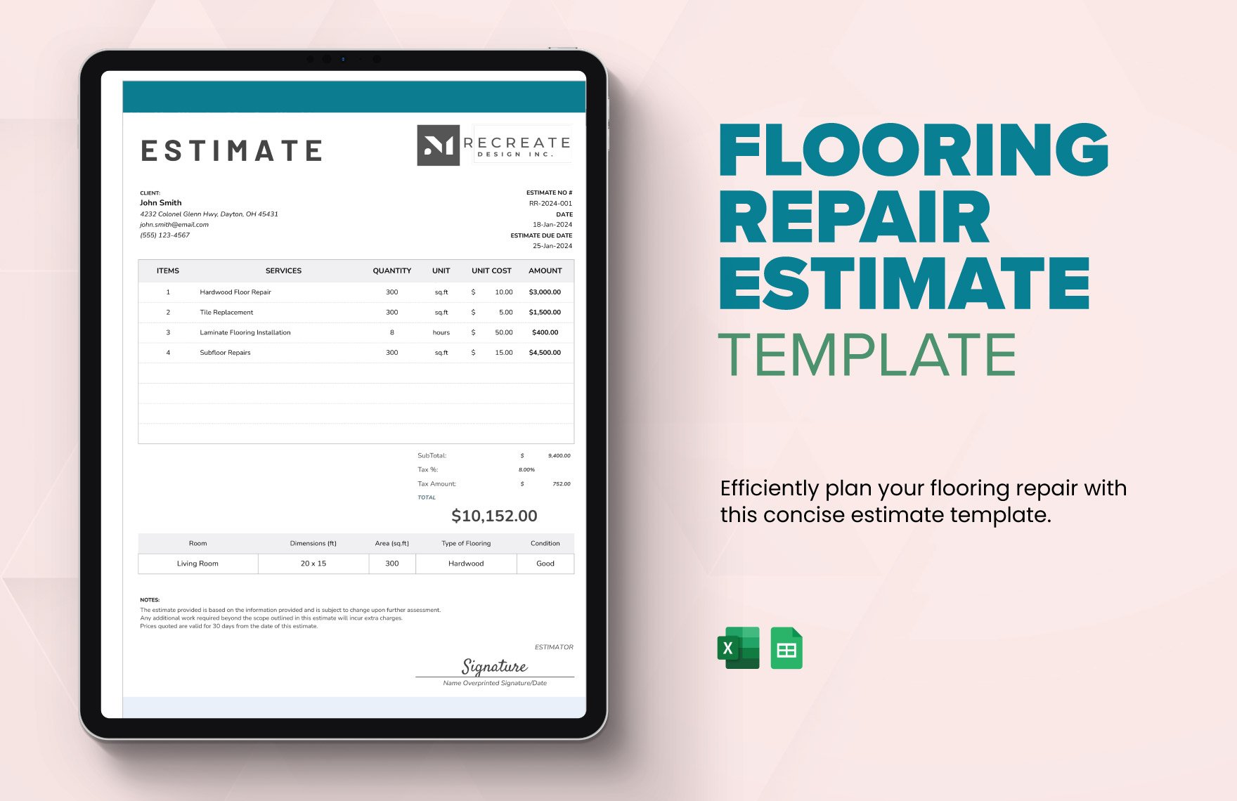 Flooring Repair Estimate Template