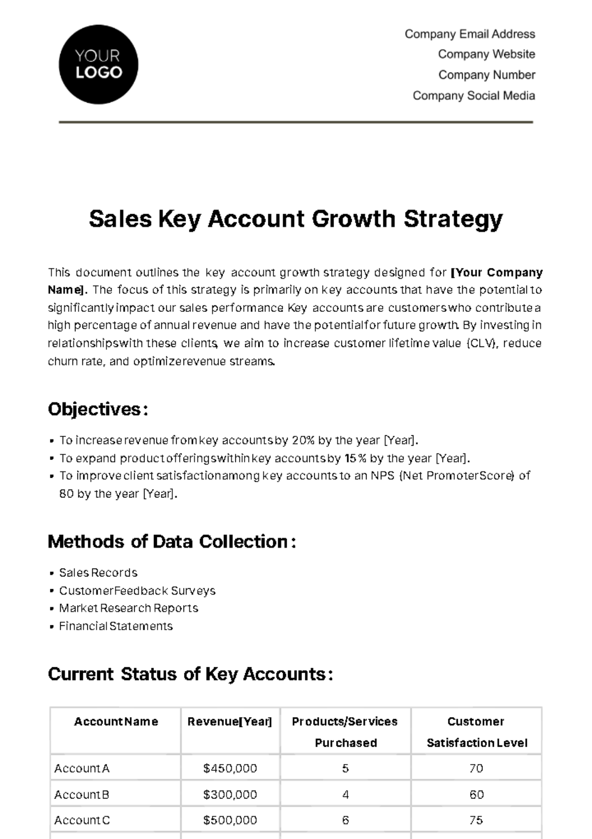Sales Key Account Growth Strategy Template