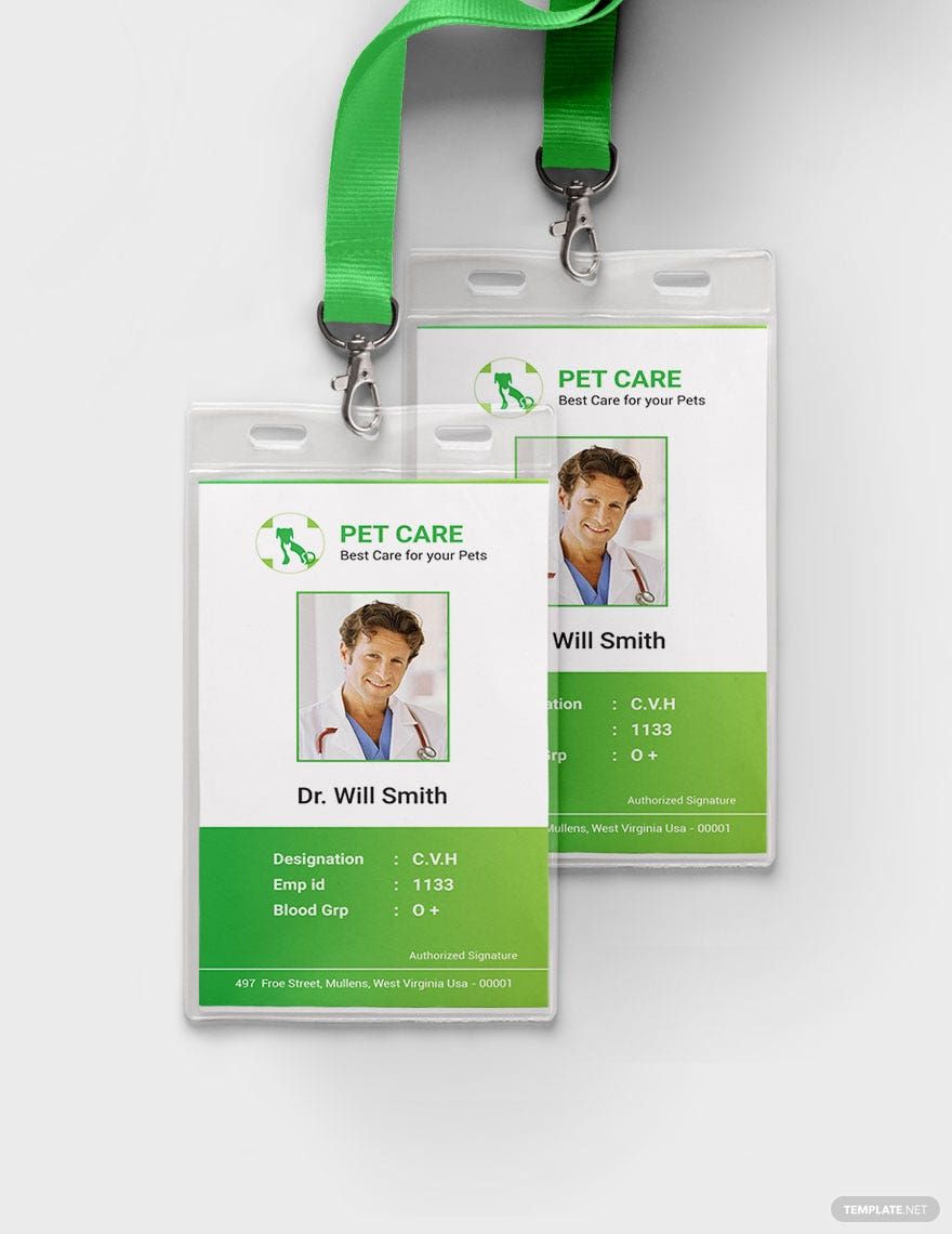 Pet Care ID Card Template