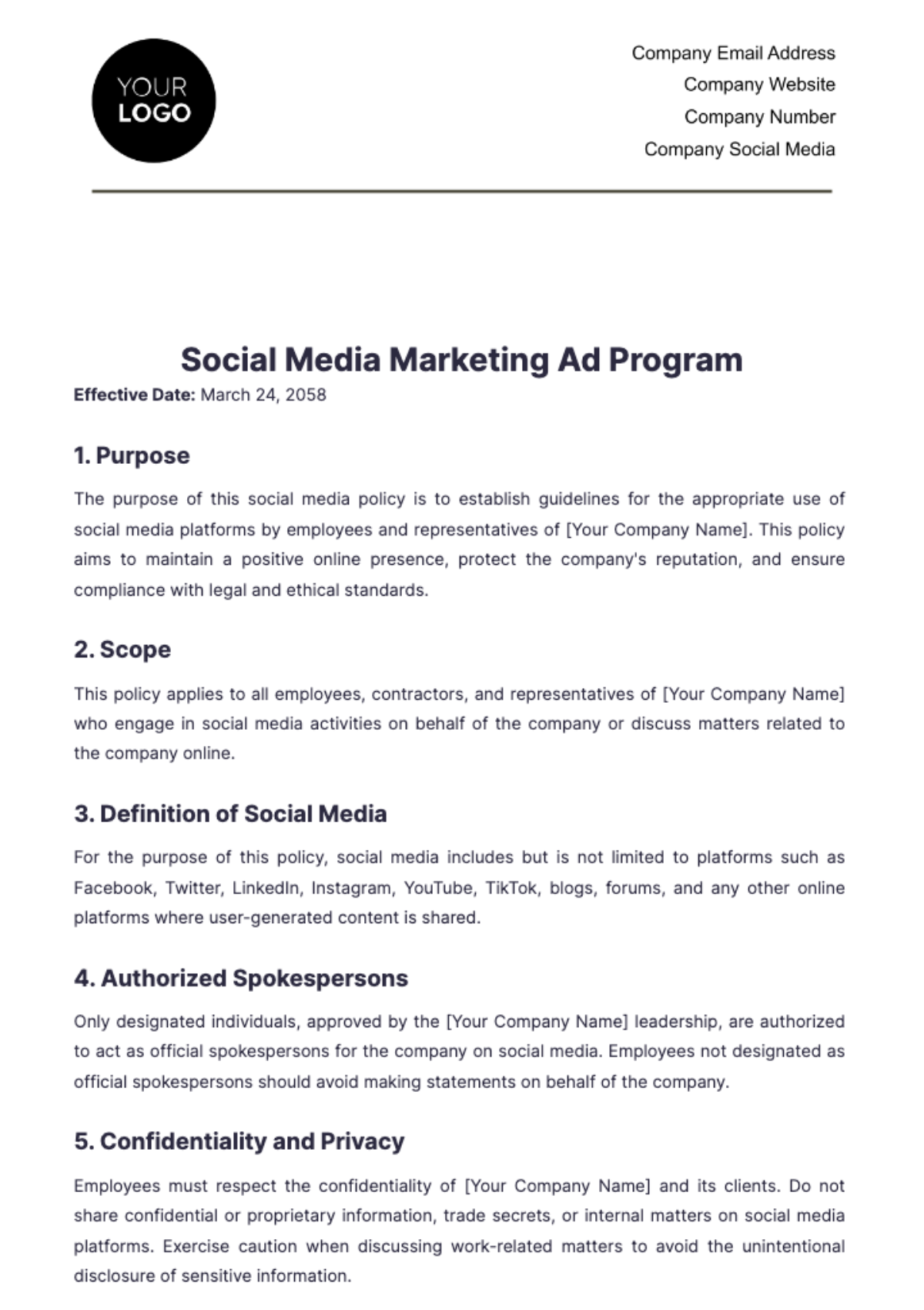 Social Media Marketing Ad Program Template - Edit Online & Download