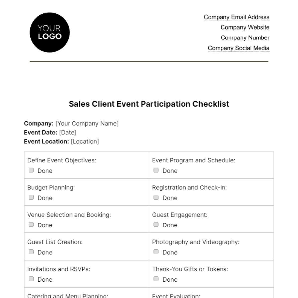 Sales Client Event Participation Checklist Template - Edit Online & Download