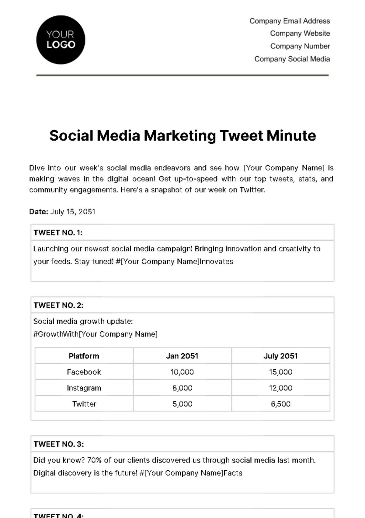 Social Media Marketing Tweet Minute Template