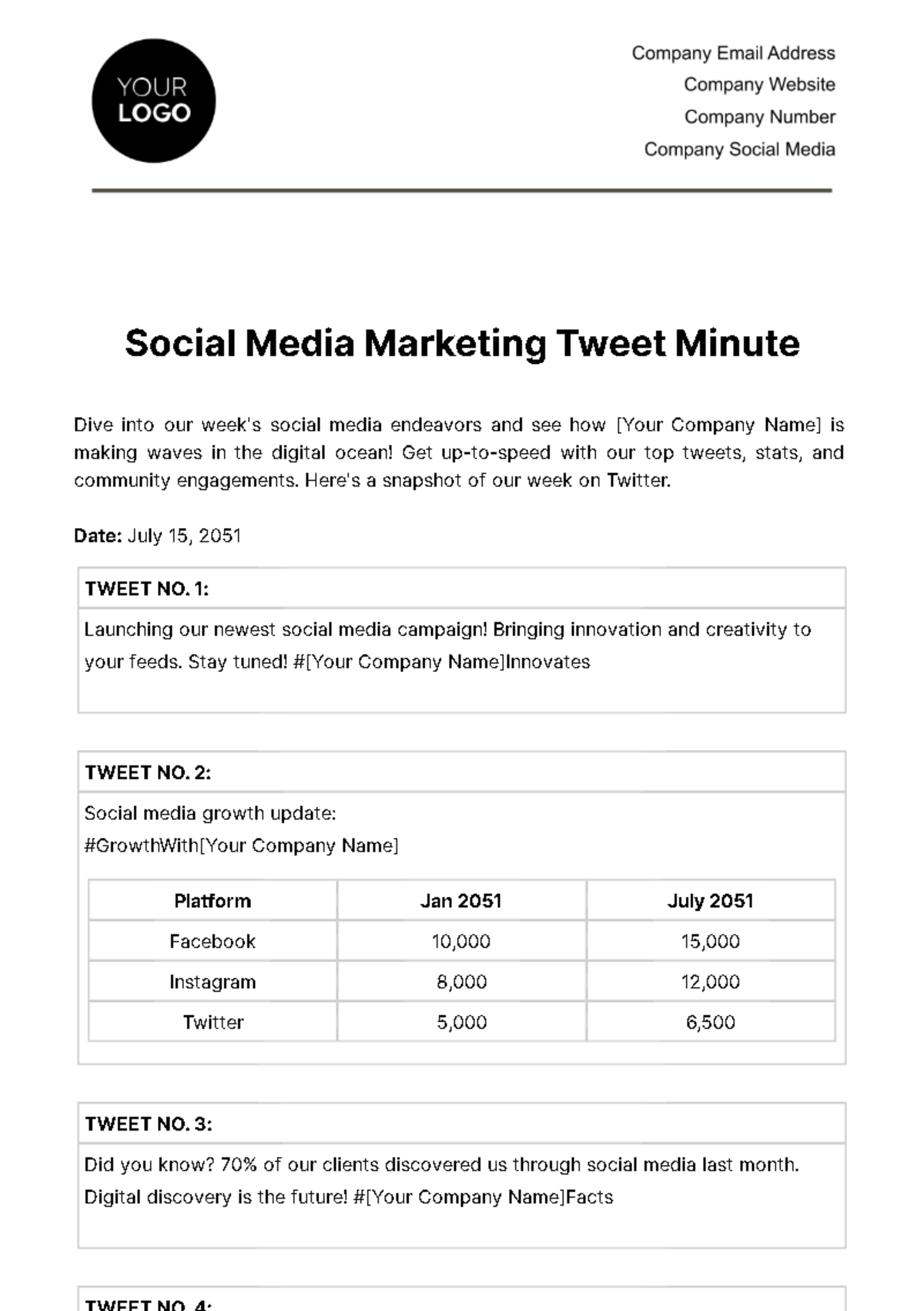 Social Media Marketing Tweet Minute Template - Edit Online & Download