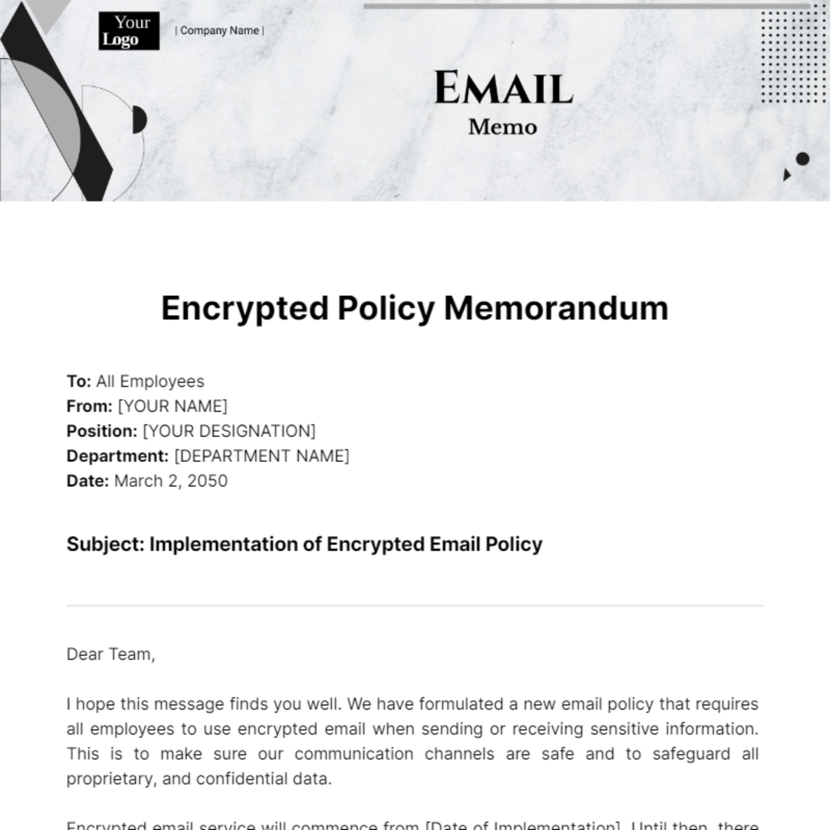 Email Memo Template