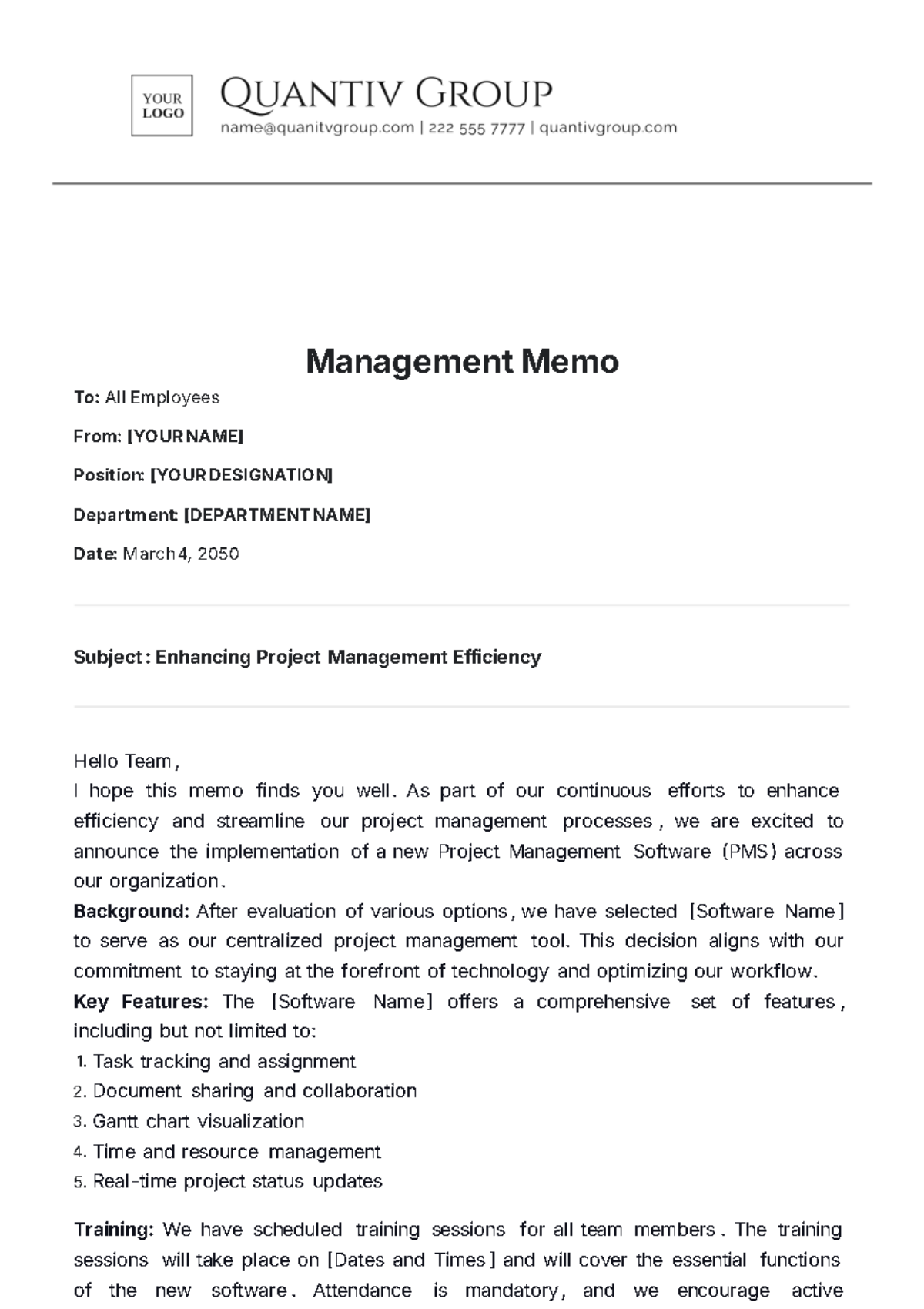 Printable Management Memo Template - Edit Online & Download