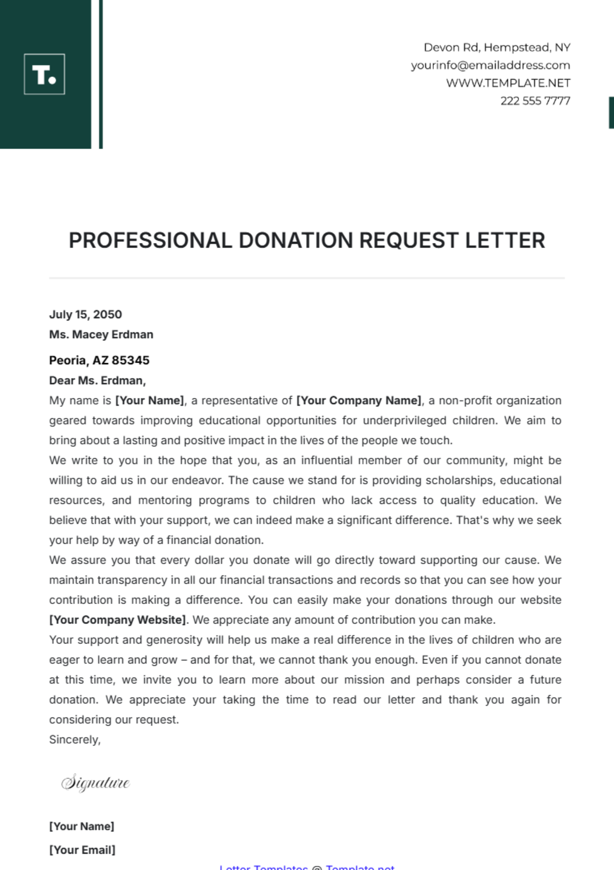 Professional Donation Request Letter Template - Edit Online & Download