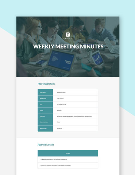 Free Sample Weekly Meeting Minutes Template: Download undefined+ ...