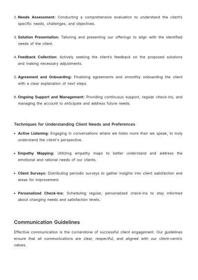 Free Sales Client-Centric Standard Operating Procedure (SOP) Template to Edit Online