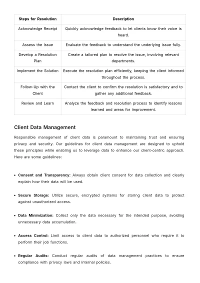 Free Sales Client-Centric Standard Operating Procedure (SOP) Template to Edit Online