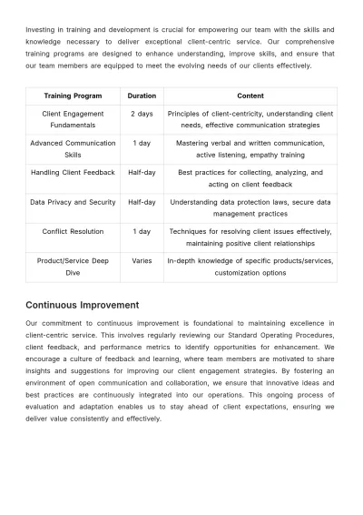Free Sales Client-Centric Standard Operating Procedure (SOP) Template to Edit Online