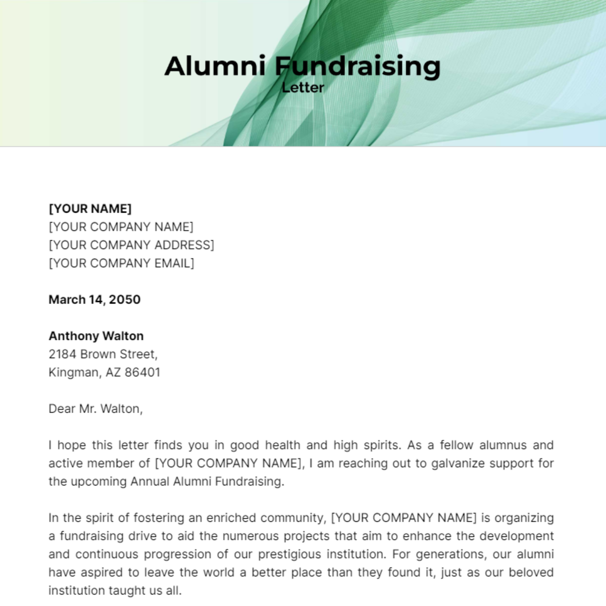 Alumni Fundraising Letter Template - Edit Online & Download