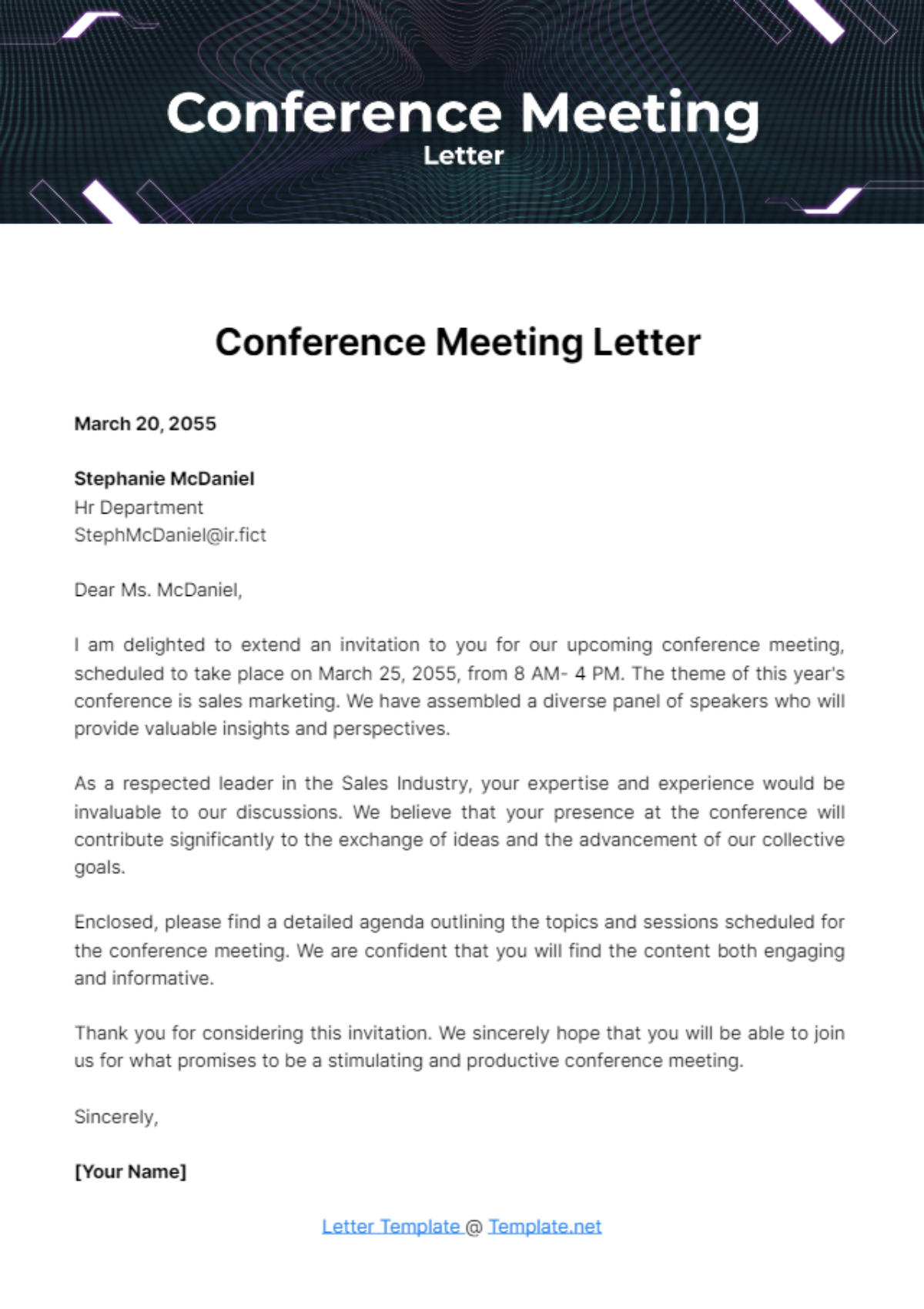 Conference Meeting Letter Template