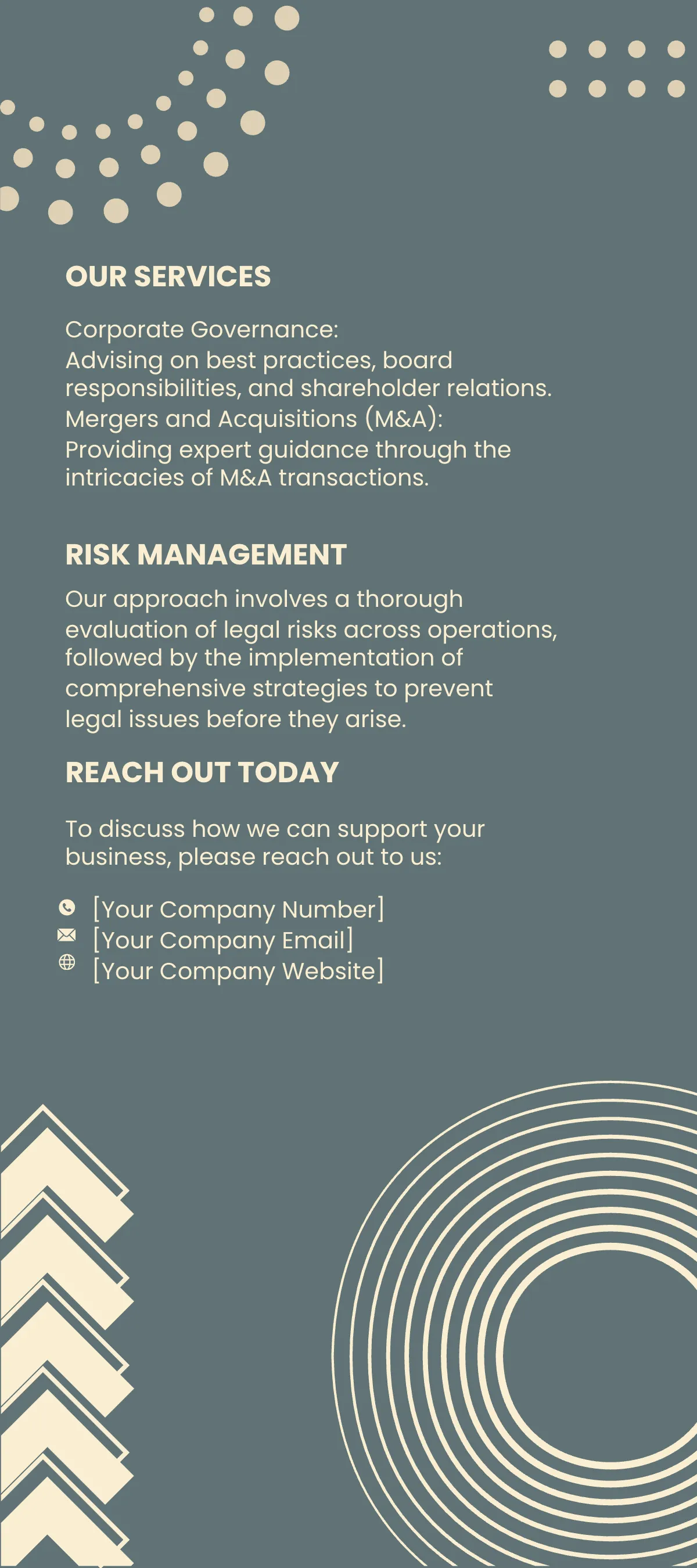 Free Corporate Law and Compliance Rack Card Template to Edit Online