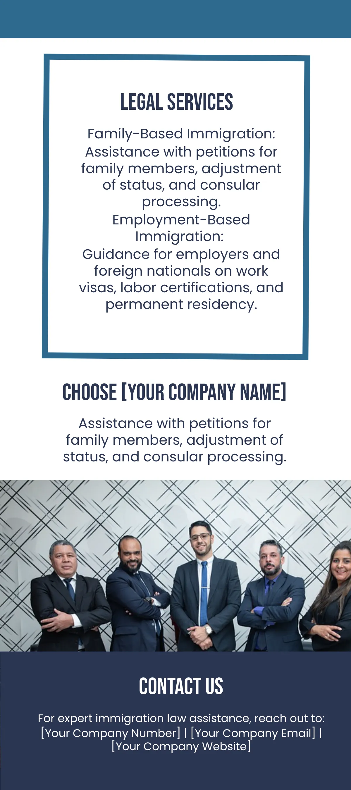 Free Immigration Law Services Rack Card Template to Edit Online