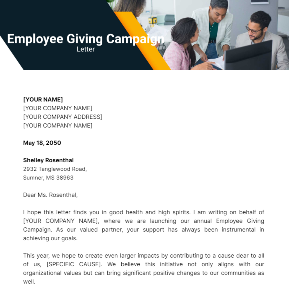 Employee Giving Campaign Letter Template - Edit Online & Download