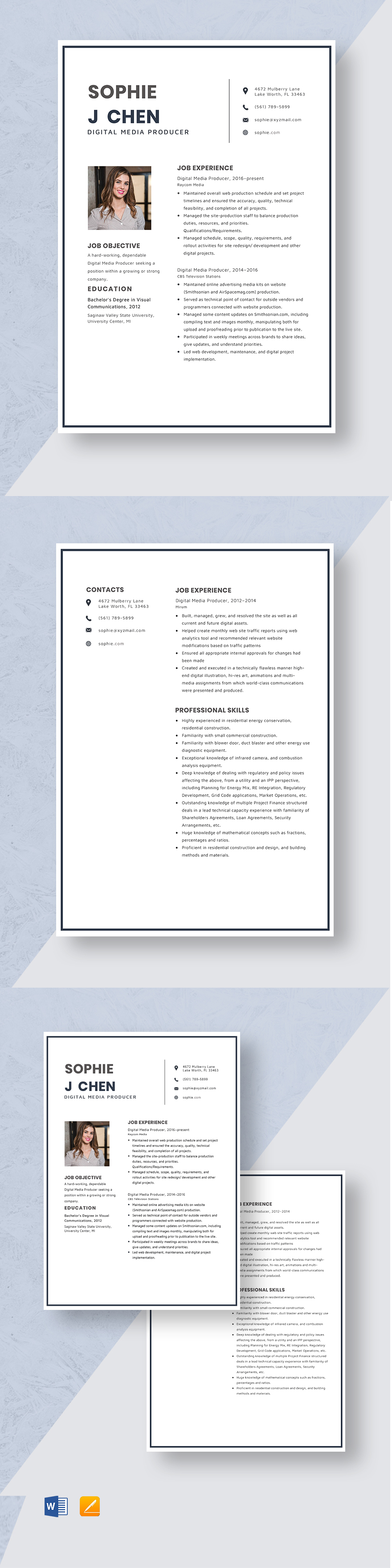 Free Digital Media Producer Resume Template - Word, Apple Pages ...