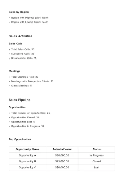 Free Sales Account Activity Report Template to Edit Online