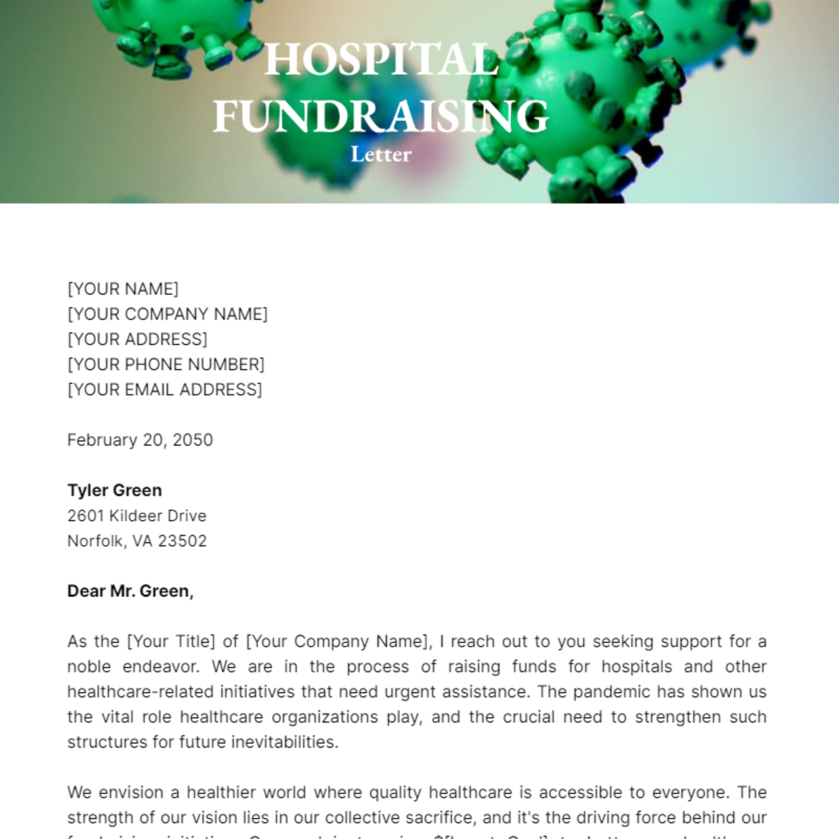 Hospital Fundraising Letter Template - Edit Online & Download