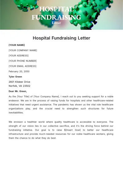Free Hospital Fundraising Letter Template to Edit Online