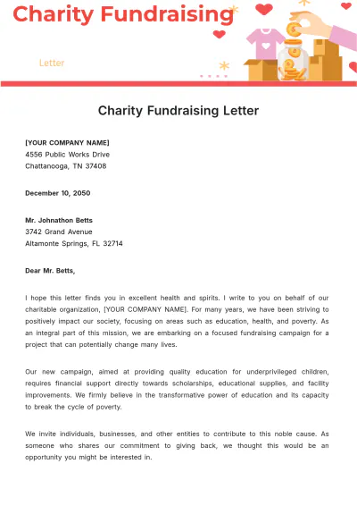 Free Charity Fundraising Letter Template to Edit Online