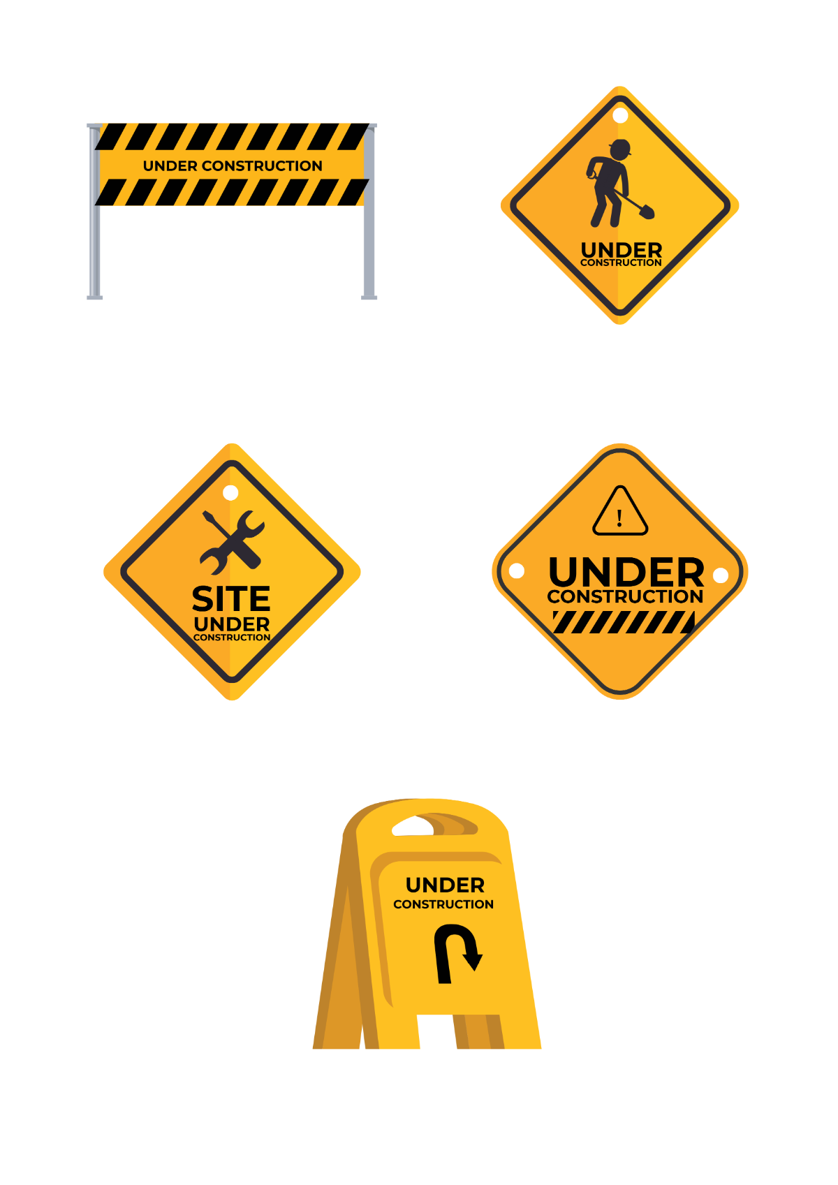 Construction Warning Signs Vector