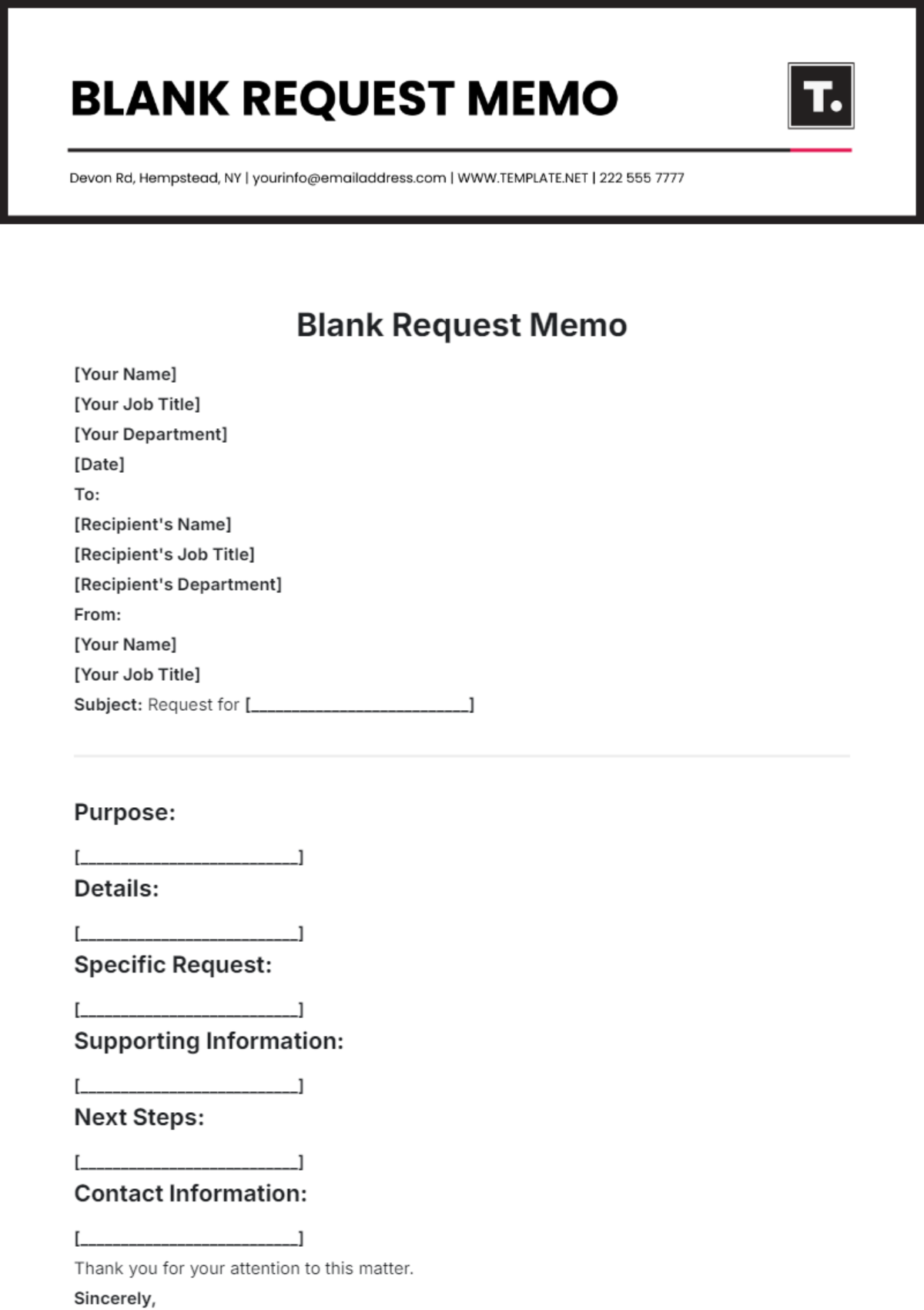 Blank Request Memo