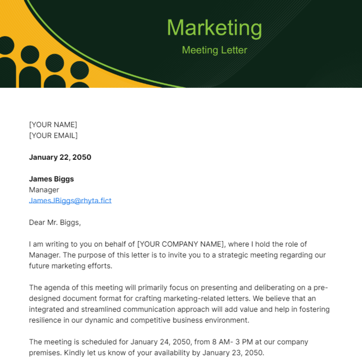 Marketing Meeting Letter Template
