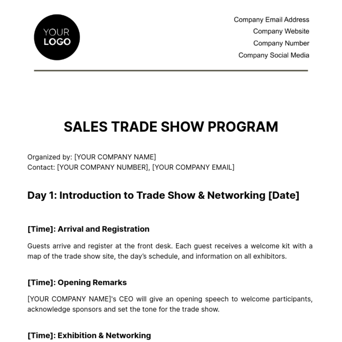 Sales Trade Show Program Template - Edit Online & Download