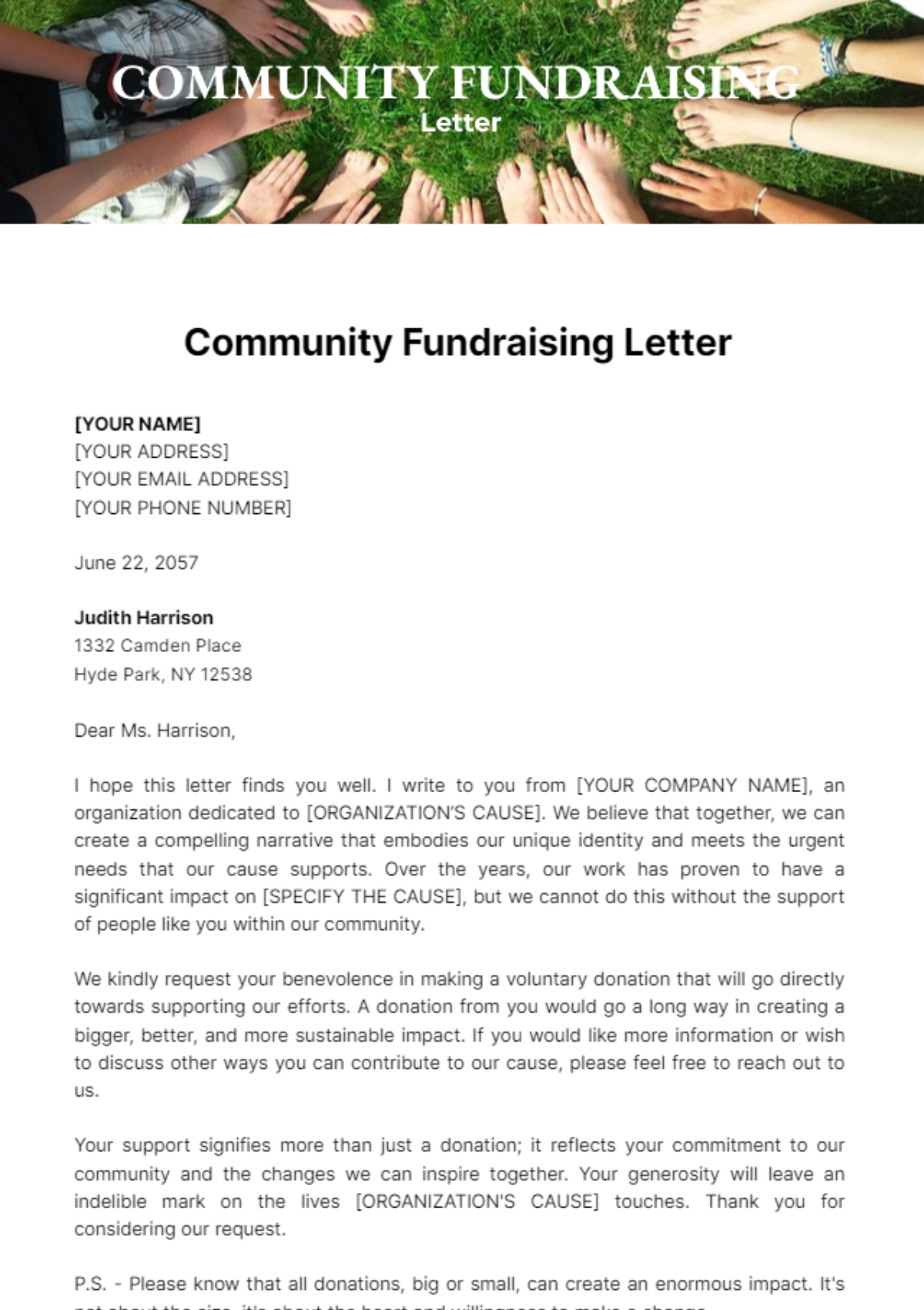 Community Fundraising Letter Template - Edit Online & Download