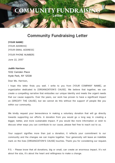 Free Community Fundraising Letter Template to Edit Online