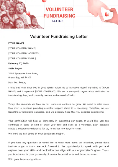 Free Volunteer Fundraising Letter Template to Edit Online