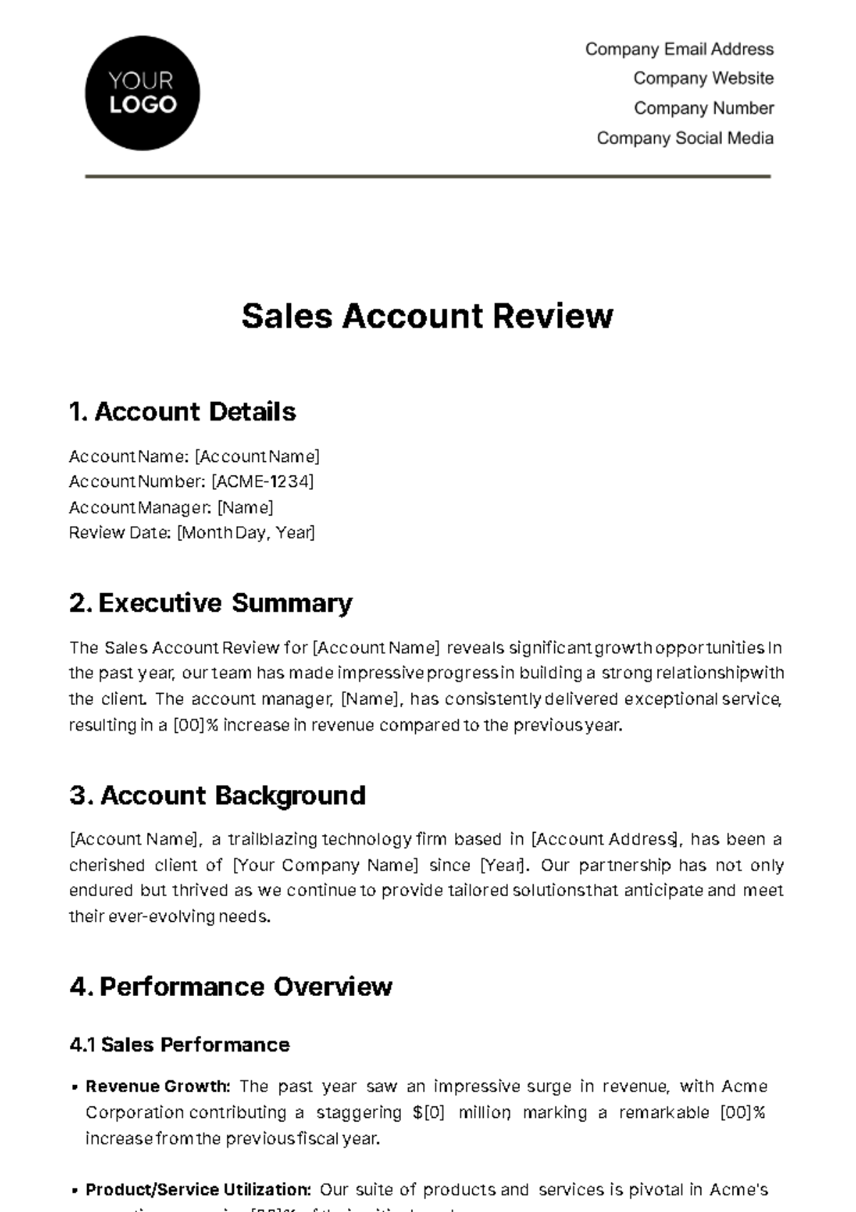 Sales Account Review Template